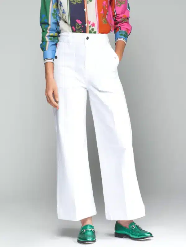 Vilagallo Noa Wide Leg Cropped Trousers White