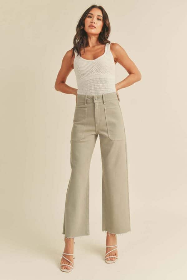 Just Black Denim High Rise Utility Wide Leg Jean Sea Salt