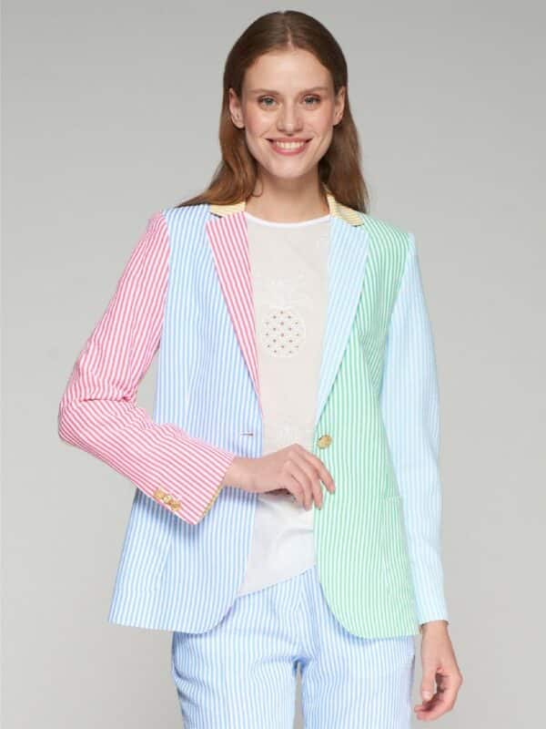 Vilagallo Harlow Striped Blazer Rayas Azul