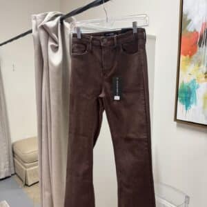 Just Black Denim High Rose Tonal Crop Flare Jean Vintage Brown