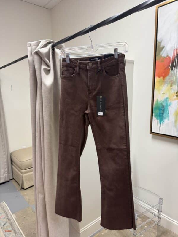 Just Black Denim High Rose Tonal Crop Flare Jean Vintage Brown