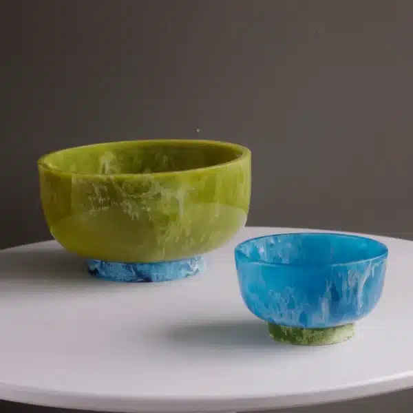 Beatriz Ball Resin Rio Large Bowl Green with Blue Base - Image 2