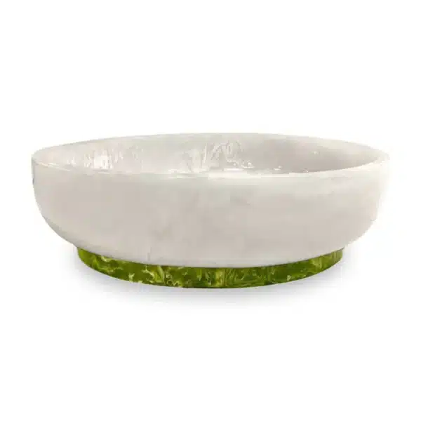 Beatriz Ball Resin Rio Large Oval Bowl White with Green Base