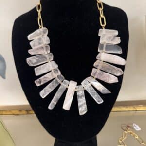Geometric Stone Necklace -Pink